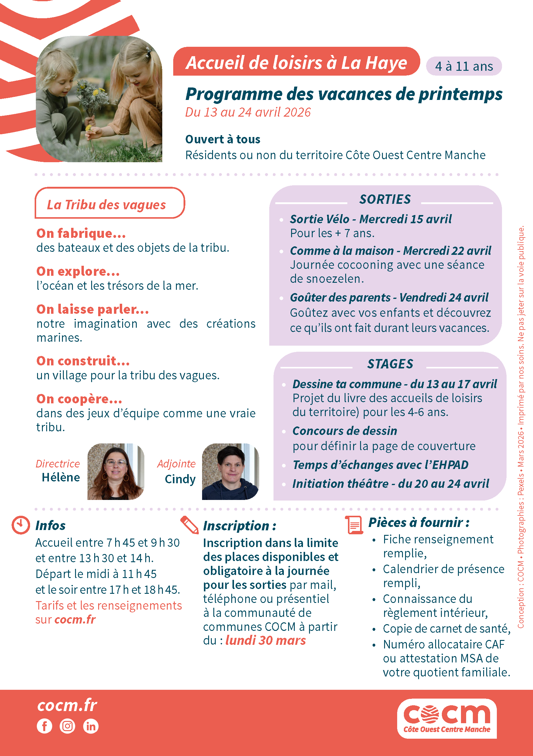 Programme des vacances scolaires à l'accueil de loisirs de La Haye