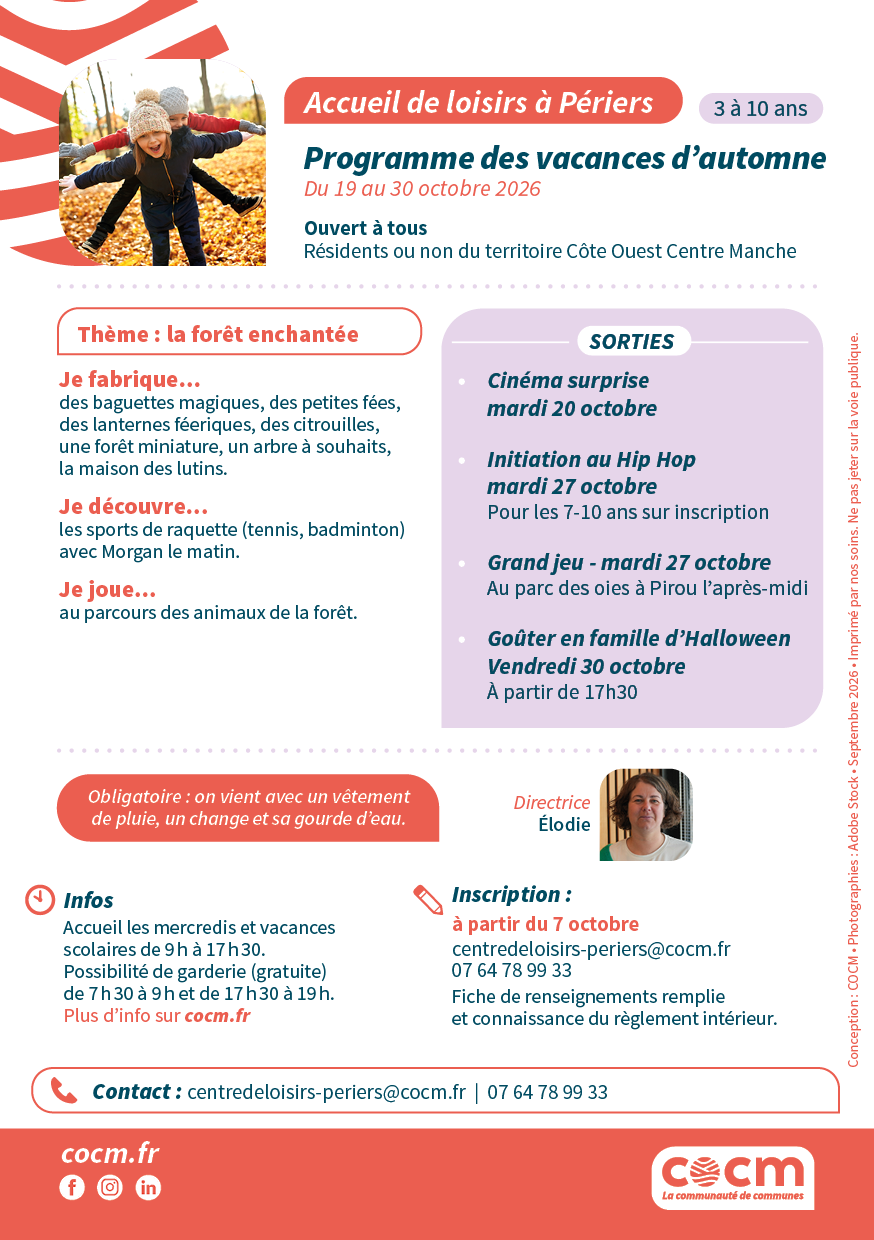 Programme des vacances scolaires à l'accueil de loisirs de Périers