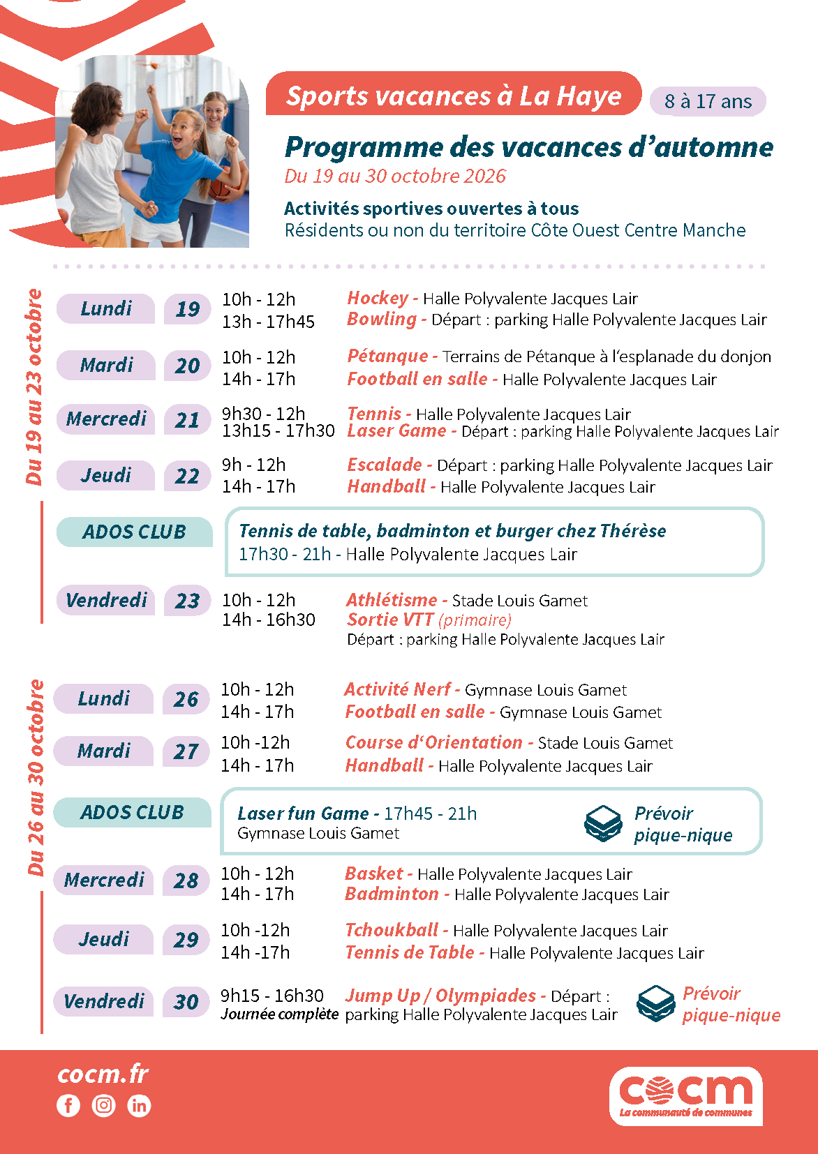 Programme animation activités pendant les vacances scolaires pour les jeunes enfants à La Haye